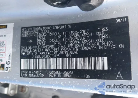 2011 Toyota 4Runner Sr5 V6 z USA, uszkodzony, nr VIN JTEBU5JR6B5070725